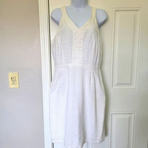 NWT Old Navy White Eyelet Lace Sleeveless V Neck Dress Lined Side Zip Size 10